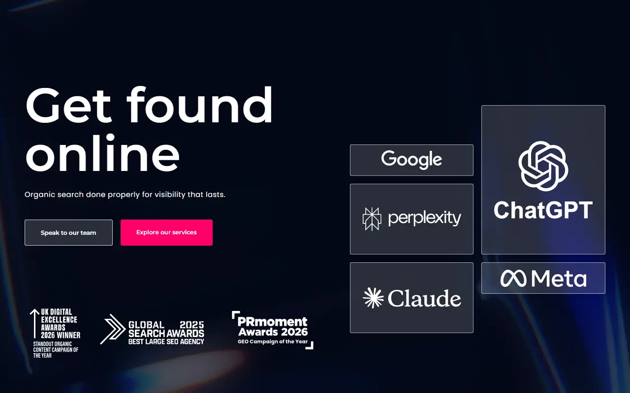 Reboot Online homepage with the headline "Get found online"